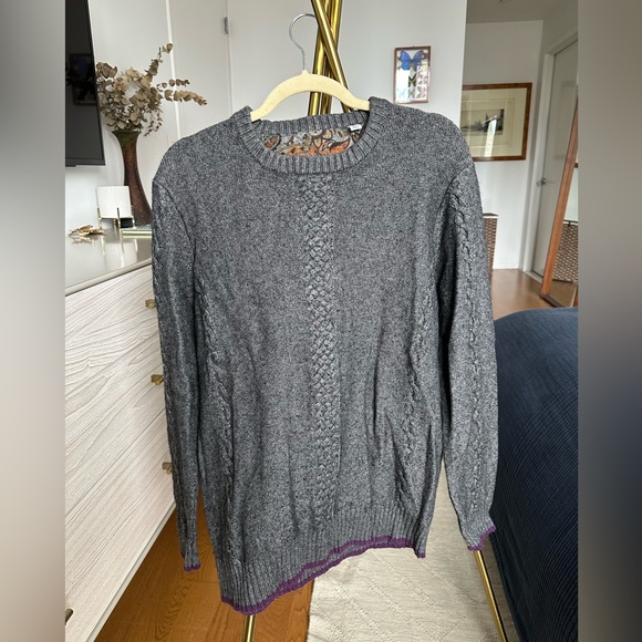 Robert Graham Gray Knit Braided Texture Men’s Sweater - Picture 6 of 9